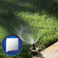 new-mexico map icon and a directional lawn sprinkler