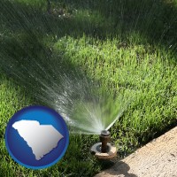 south-carolina map icon and a directional lawn sprinkler