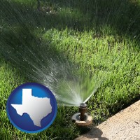 texas map icon and a directional lawn sprinkler