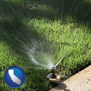 a directional lawn sprinkler - with California icon
