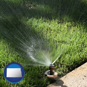 a directional lawn sprinkler - with North Dakota icon