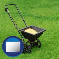 colorado map icon and a lawn fertilizer spreader