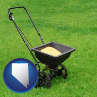 nevada map icon and a lawn fertilizer spreader