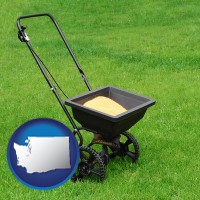 washington map icon and a lawn fertilizer spreader