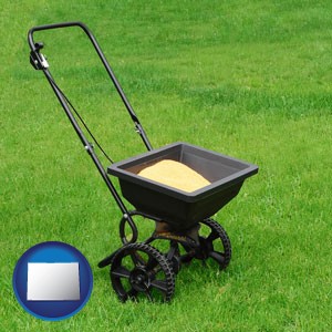 a lawn fertilizer spreader - with Colorado icon