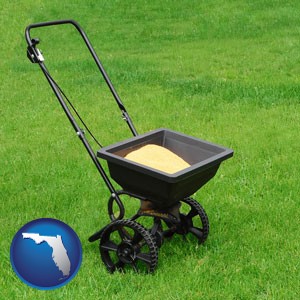 a lawn fertilizer spreader - with Florida icon