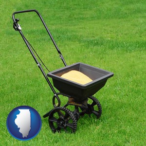 a lawn fertilizer spreader - with Illinois icon