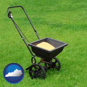 a lawn fertilizer spreader - with Kentucky icon