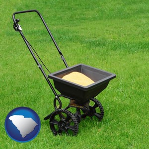 a lawn fertilizer spreader - with South Carolina icon