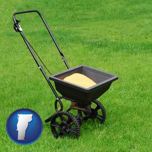 a lawn fertilizer spreader - with Vermont icon