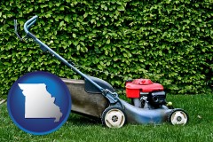 missouri map icon and a power lawn mower