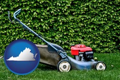 virginia map icon and a power lawn mower