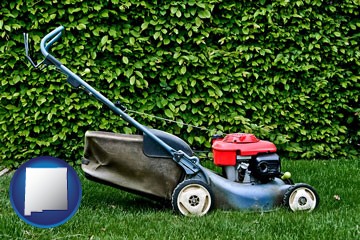 a power lawn mower - with New Mexico icon