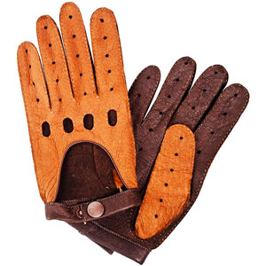 brown leather driving gloves