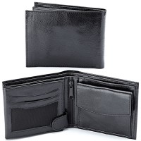 a black leather wallet