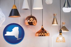 new-york map icon and pendant lighting fixtures