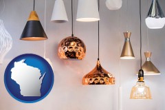 wisconsin map icon and pendant lighting fixtures
