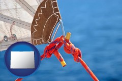 colorado map icon and marine knots on a sailboat