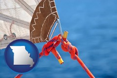 missouri map icon and marine knots on a sailboat