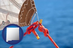 new-mexico map icon and marine knots on a sailboat