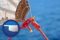 oklahoma map icon and marine knots on a sailboat