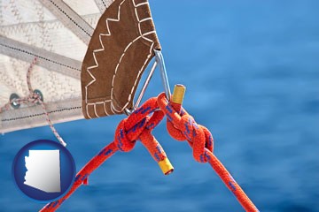 marine knots on a sailboat - with Arizona icon