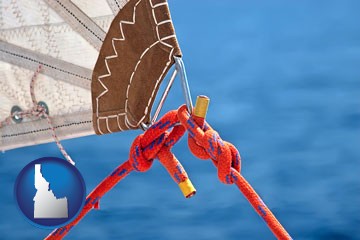 marine knots on a sailboat - with Idaho icon