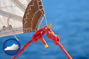 marine knots on a sailboat - with Kentucky icon