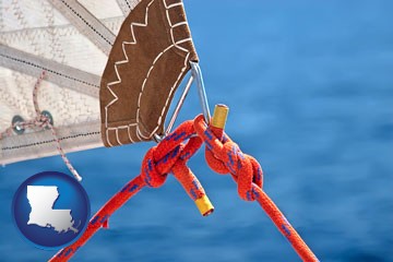 marine knots on a sailboat - with Louisiana icon