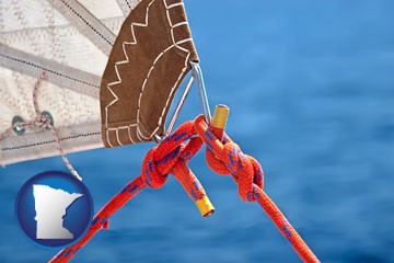 marine knots on a sailboat - with Minnesota icon