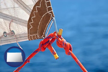 marine knots on a sailboat - with North Dakota icon