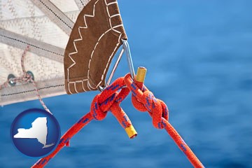marine knots on a sailboat - with New York icon