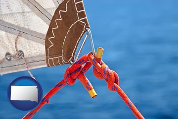 marine knots on a sailboat - with South Dakota icon
