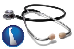 delaware map icon and a stethoscope