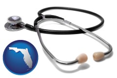 florida map icon and a stethoscope