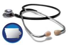 iowa map icon and a stethoscope
