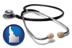 idaho map icon and a stethoscope