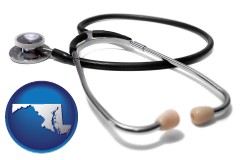 maryland map icon and a stethoscope