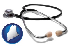 maine map icon and a stethoscope