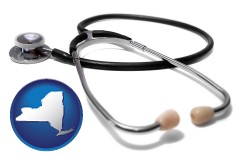 new-york map icon and a stethoscope
