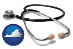 virginia map icon and a stethoscope
