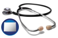 wyoming map icon and a stethoscope