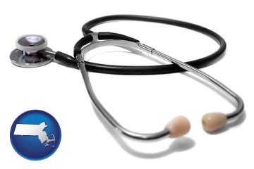 a stethoscope - with Massachusetts icon