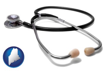 a stethoscope - with Maine icon
