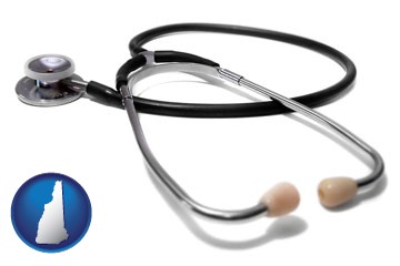 a stethoscope - with New Hampshire icon