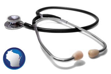 a stethoscope - with Wisconsin icon