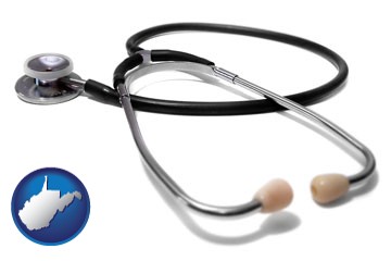 a stethoscope - with West Virginia icon
