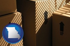 missouri map icon and moving boxes