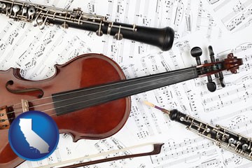 classical musical instruments - with California icon