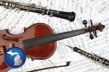 classical musical instruments - with Michigan icon
